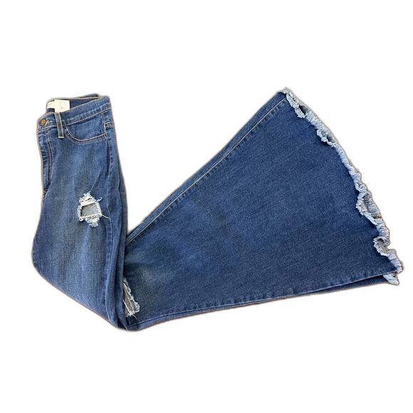Vibrant MIU Dark Blue Denim Extreme Flare High Rise Jeans 29 USA Made Boho Y2K - Picture 5 of 9